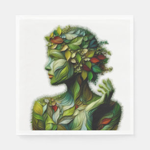 The Green Lady - White Background Napkin