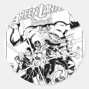 The Green Lantern Corps, Black and White Classic Round Sticker