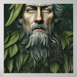The Green Man Folklore Deity Digital Art Poster