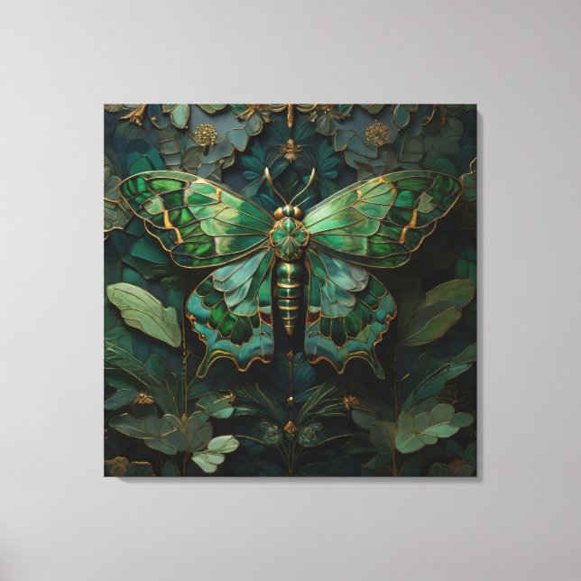 The Green Monarch - Butterfly Digital Art Canvas Print (Front)