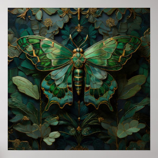 The Green Monarch - Butterfly Digital Art Poster