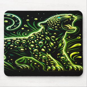 The Green Spotted Leopard On a Thick Laptop Tablet Mouse Pad