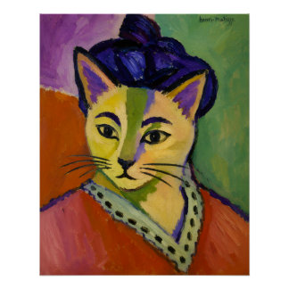 The Green Stripe Cat – Fauvist Matisse-Inspired Poster