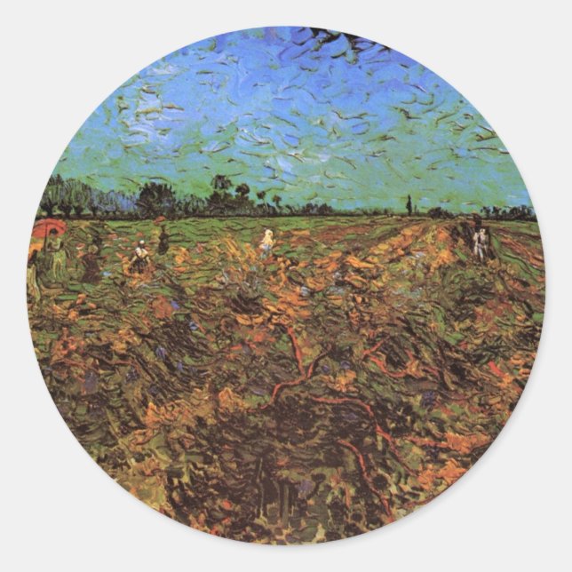 The Green Vineyard by Vincent van Gogh Classic Round Sticker (Front)
