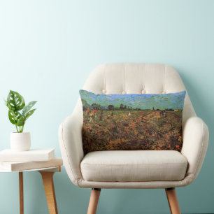 The Green Vineyard by Vincent van Gogh Lumbar Cushion