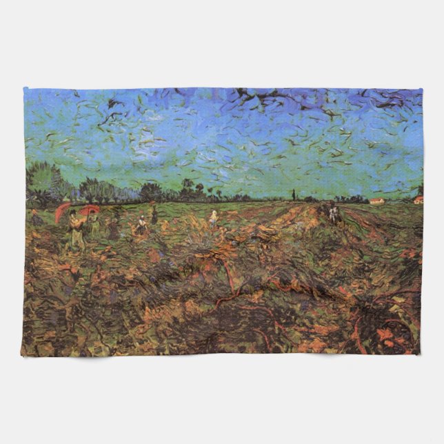 The Green Vineyard by Vincent van Gogh Tea Towel (Horizontal)
