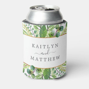 The Greenery & Gold Wedding Collection Can Cooler