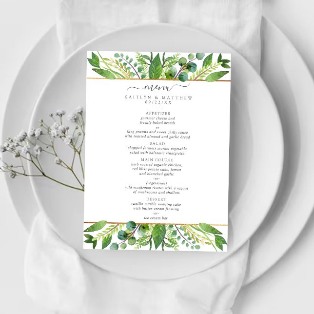 The Greenery & Gold Wedding Collection Menu (Creator Uploaded)
