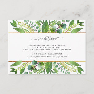 The Greenery & Gold Wedding Collection Reception Enclosure Card