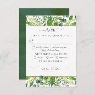 The Greenery & Gold Wedding Collection RSVP Card