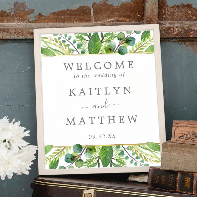 The Greenery & Gold Wedding Collection Welcome Foil Prints (Creator Uploaded)