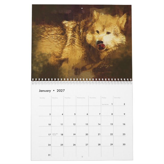 The Grey Wolves of Yellowstone Calendar (Jan 2027)