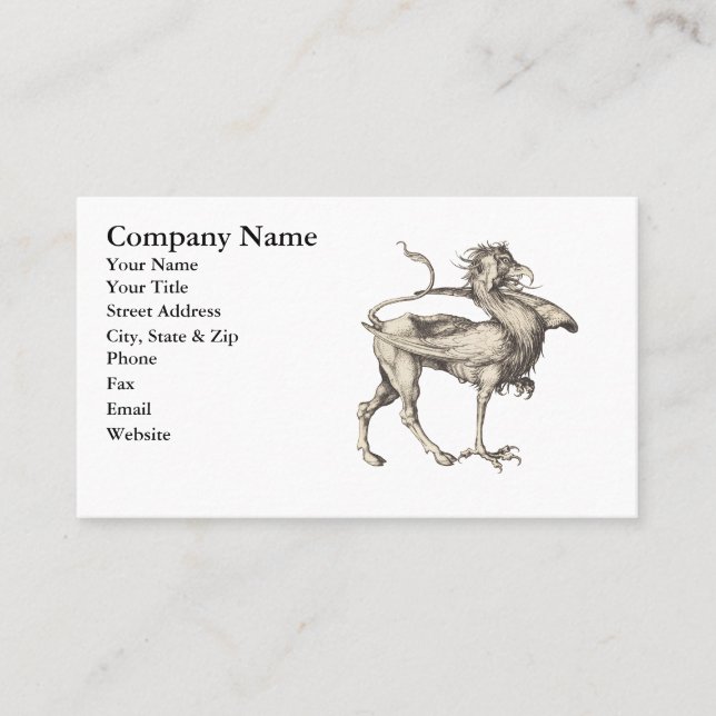 The Griffin 15th Century Mediaeval Engraving Business Card (Front)