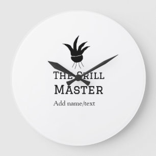 The grill master add name text cooking best barequ large clock