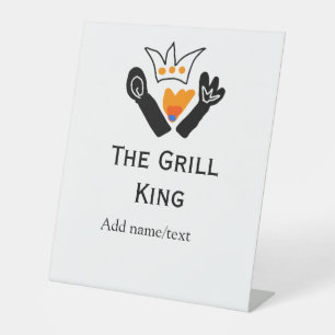 The grill master add name text cooking best barequ pedestal sign