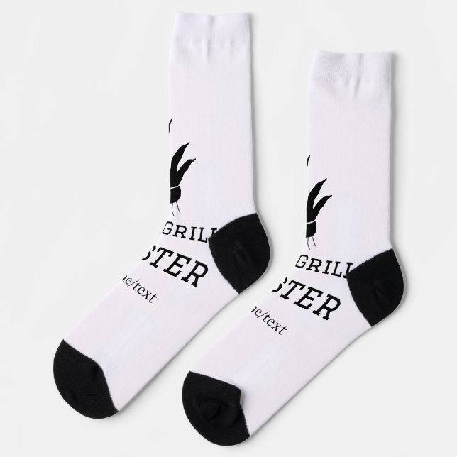 The grill master add name text cooking best barequ socks (Left)