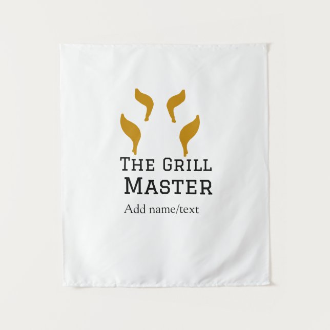 The grill master add name text cooking best barequ tapestry (Front)