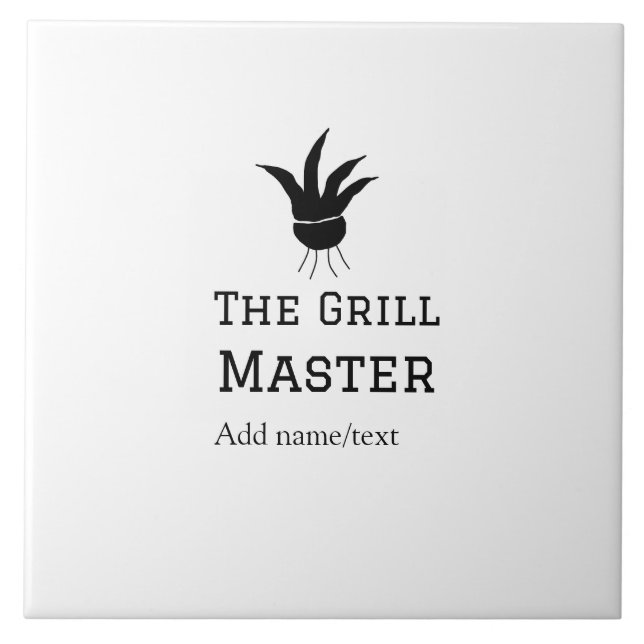 The grill master add name text cooking best barequ tile (Front)