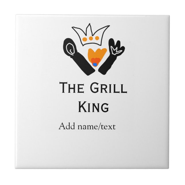 The grill master add name text cooking best barequ tile (Front)