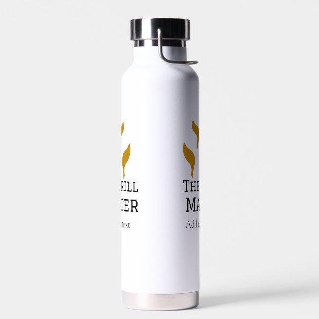 The grill master add name text cooking best barequ water bottle (Left)