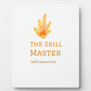 The grill master add name text cooking best yellow plaque
