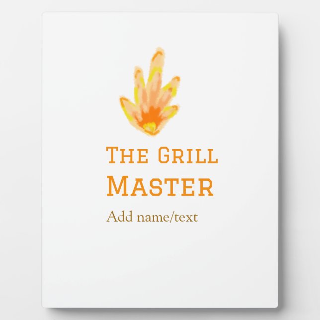 The grill master add name text cooking best yellow plaque (Front)