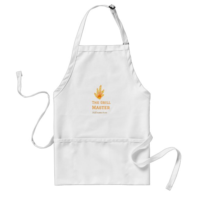 The grill master add name text cooking best yellow standard apron (Front)