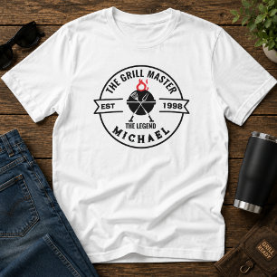 The Grill Master Established Year Name Flame T-Shirt