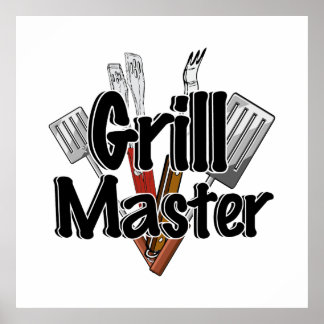 The Grill Master with BBQ Tools Poster