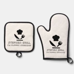 The Grill Personalized father's day  Oven Mitt & Pot Holder Set