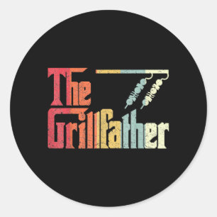 The Grillfather Barbecue Chef Dad Humour Grill Bbq Classic Round Sticker