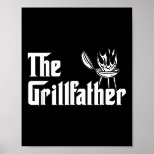 The Grillfather Funny Bbq Dad Grilling Barbecue  Poster