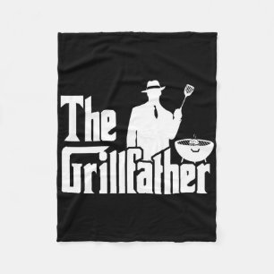 The Grillfather Funny Bbq Design For Dads Fleece Blanket