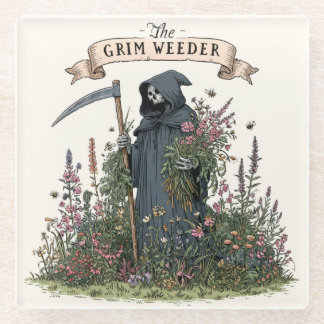 The Grim Weeder Gothic Gardener Glass Coaster