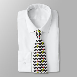 The Grinch   Black & White Holiday Chevron Pattern Tie