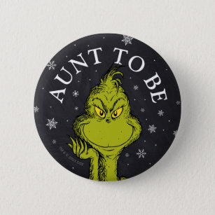 The Grinch Chalkboard Baby Shower   Aunt To Be 6 Cm Round Badge