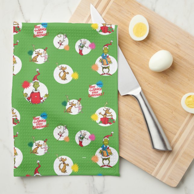 The Grinch | Christmas Dot Pattern Tea Towel (Quarter Fold)