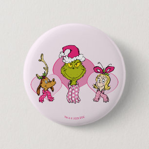 The Grinch Crew in Pink Valentine's Portrait 6 Cm Round Badge