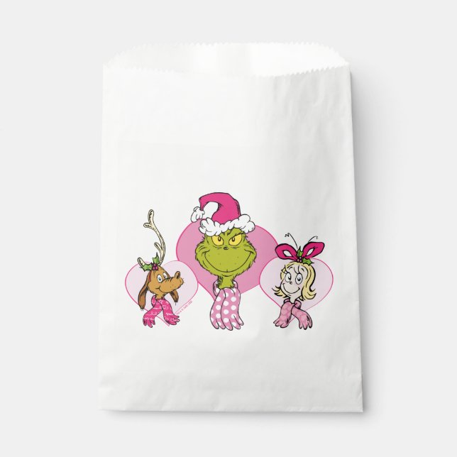 The Grinch Crew in Pink Valentine's Portrait Favour Bags (Front)