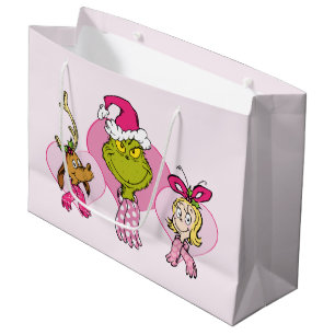 The Grinch Crew in Pink Valentine's Portrait Large Gift Bag