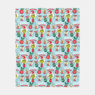 The Grinch   Happy Wholidays Pattern Fleece Blanket