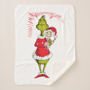 The Grinch Holds Cindy Lou Who Sherpa Blanket