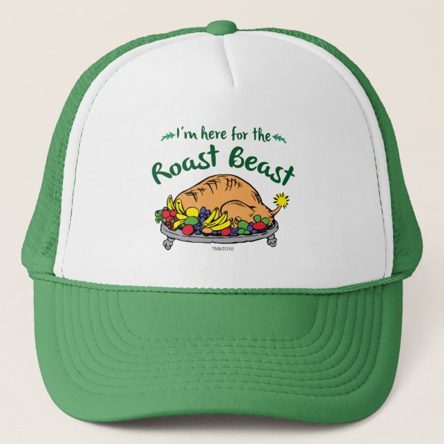 The Grinch | I'm Here for the Roast Beast Quote Trucker Hat (Front)