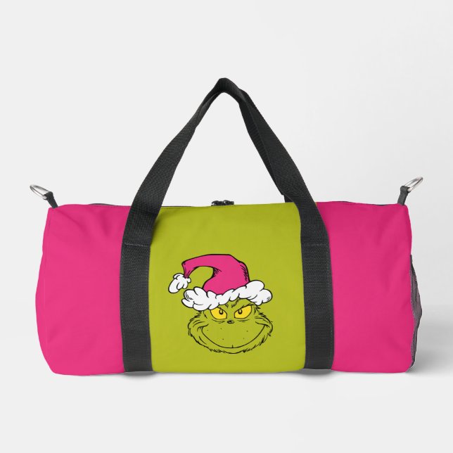 The Grinch in Pink Santa Hat Duffle Bag (Front)