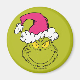 The Grinch in Pink Santa Hat Magnet