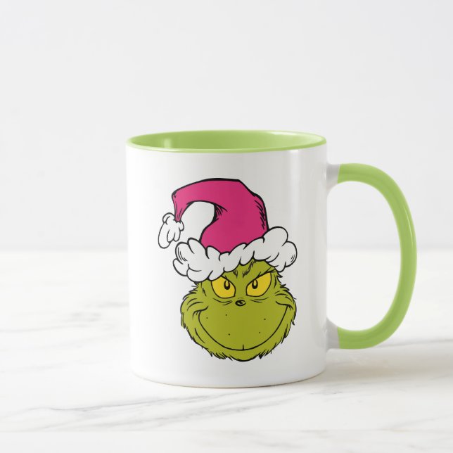 The Grinch in Pink Santa Hat Mug (Right)