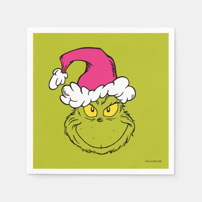 The Grinch in Pink Santa Hat Napkin (Front)