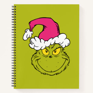 The Grinch in Pink Santa Hat Notebook