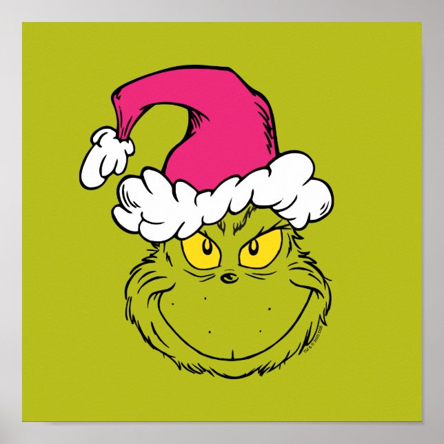 The Grinch in Pink Santa Hat Poster (Front)