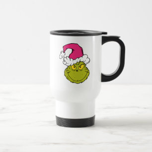 The Grinch in Pink Santa Hat Travel Mug